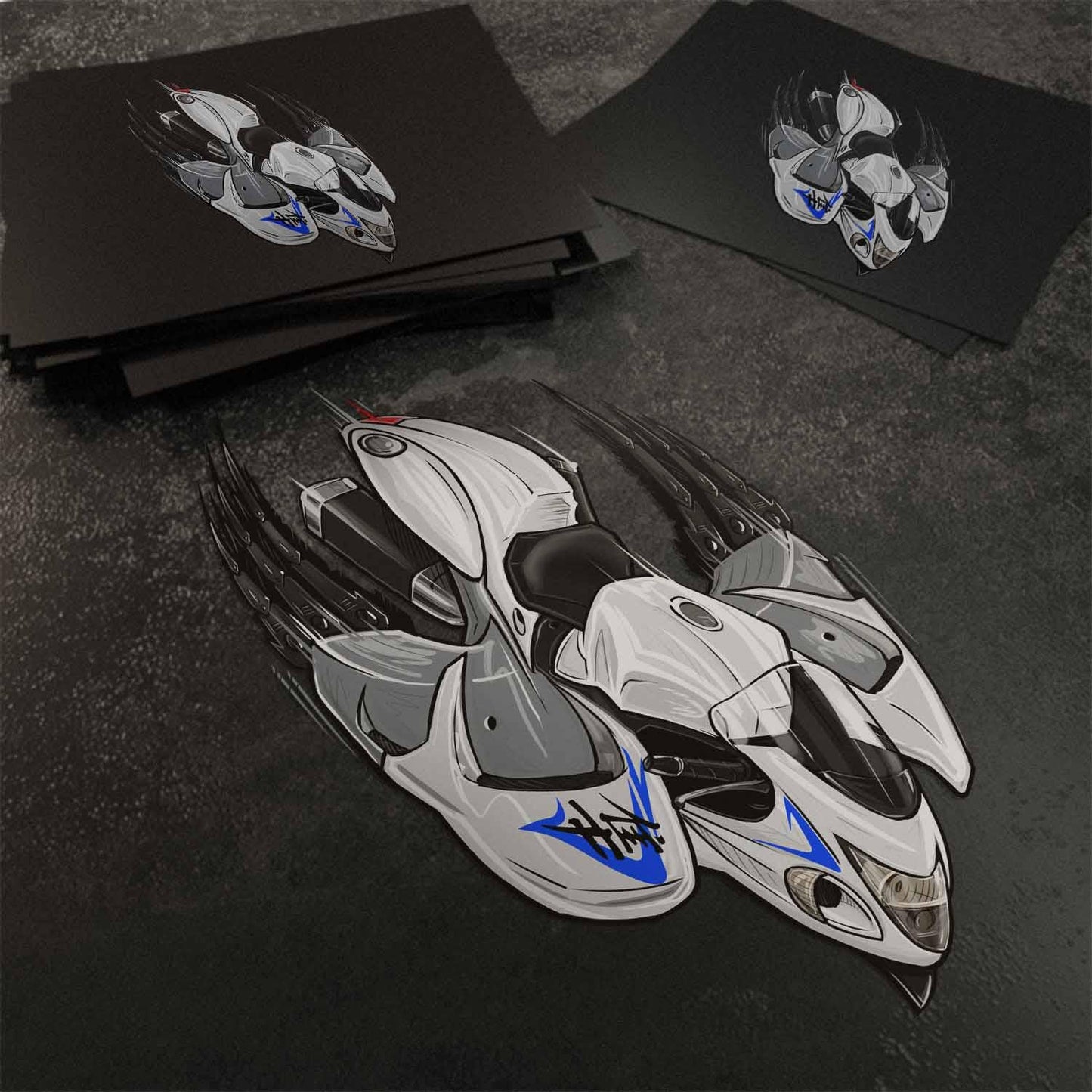 Suzuki Hayabusa 2008-09 Inspired Stickers - Set of 3 Biker Motorcycle Decals