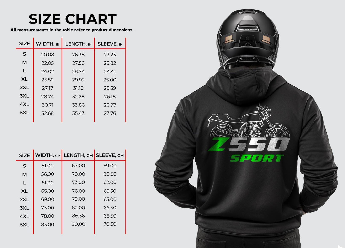 Kawasaki Z550 & KZ550 Sport Inspired Hoodie - Motorcycle Sweatshirt for Riders
