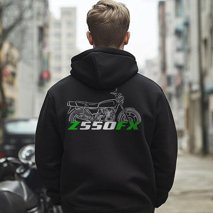 Kawasaki Z550 & KZ550 FX Inspired Hoodie - Motorcycle Sweatshirt for Riders