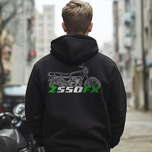 Kawasaki Z550 & KZ550 FX Inspired Hoodie - Motorcycle Sweatshirt for Riders