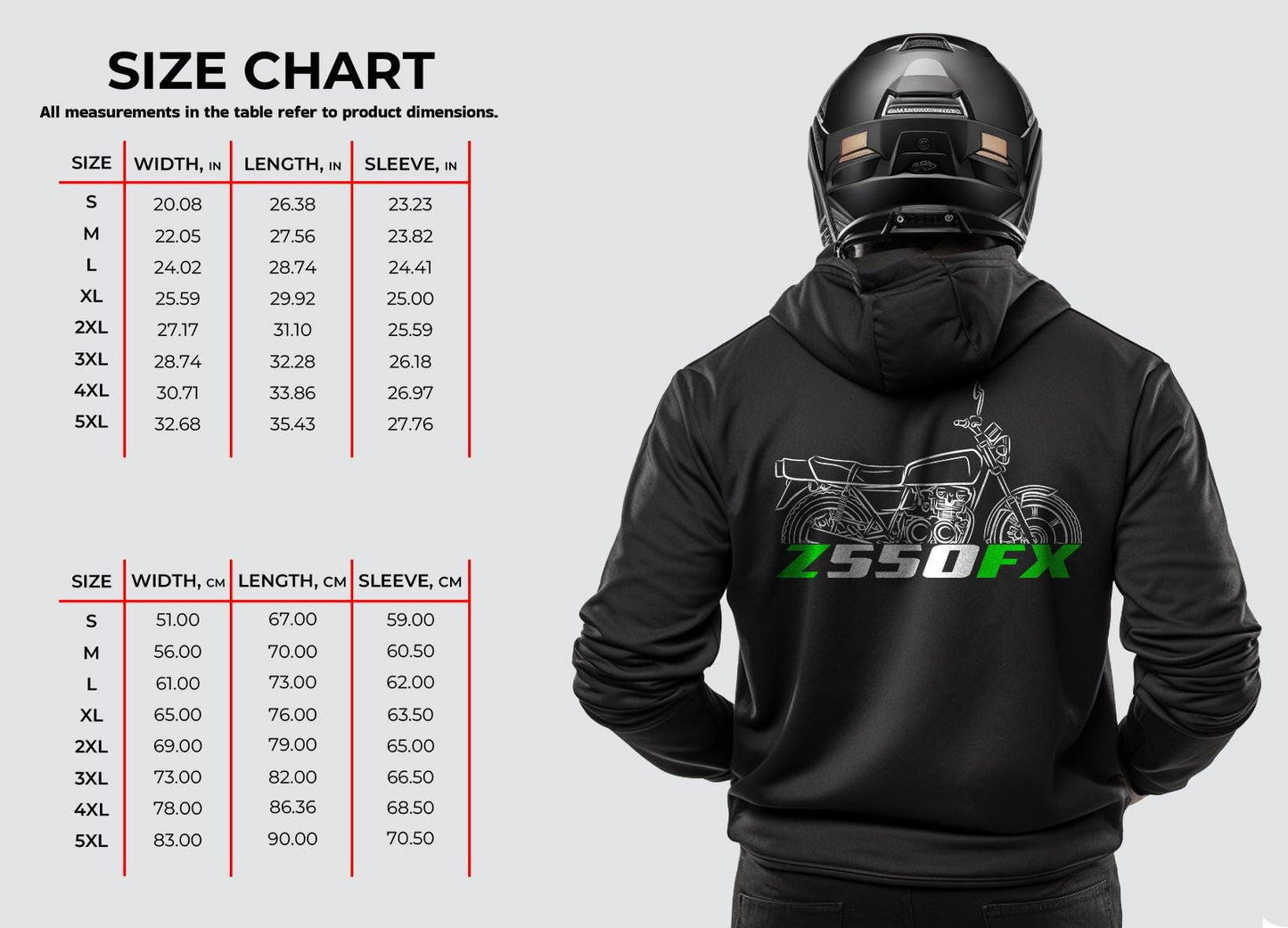 Kawasaki Z550 & KZ550 FX Inspired Hoodie - Motorcycle Sweatshirt for Riders