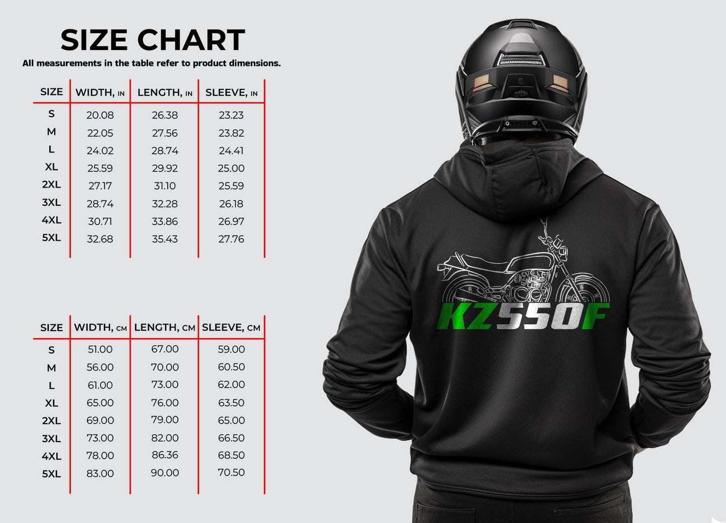 Kawasaki Z550 & KZ550 F Inspired Hoodie - Motorcycle Sweatshirt for Riders