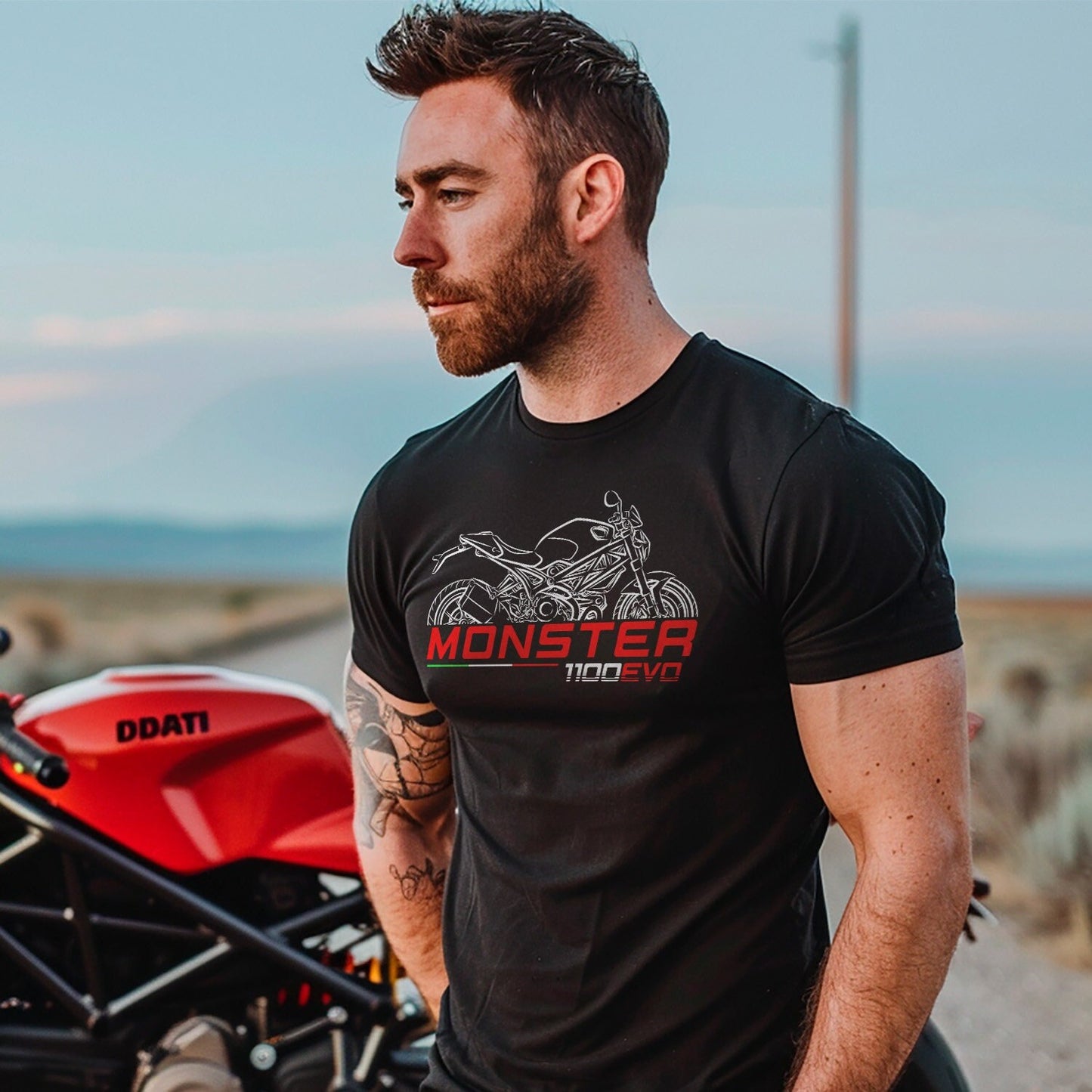 Ducati Monster 1100 EVO Inspired T-Shirt - Motorcycle Tee Shirt for Riders