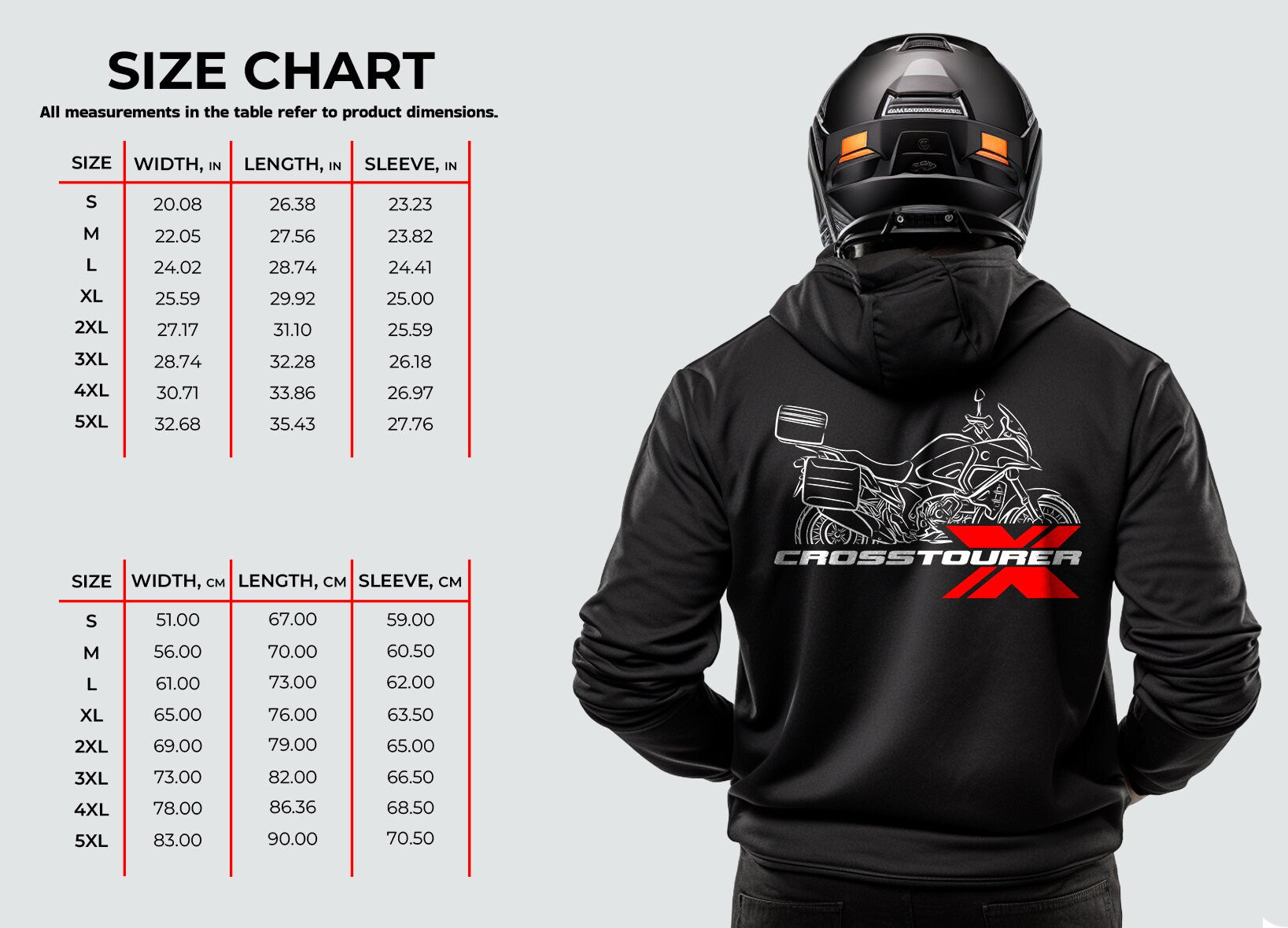 Honda VFR1200X Crosstourer Hoodie - Motorcycle Sweatshirt for ADV Riders