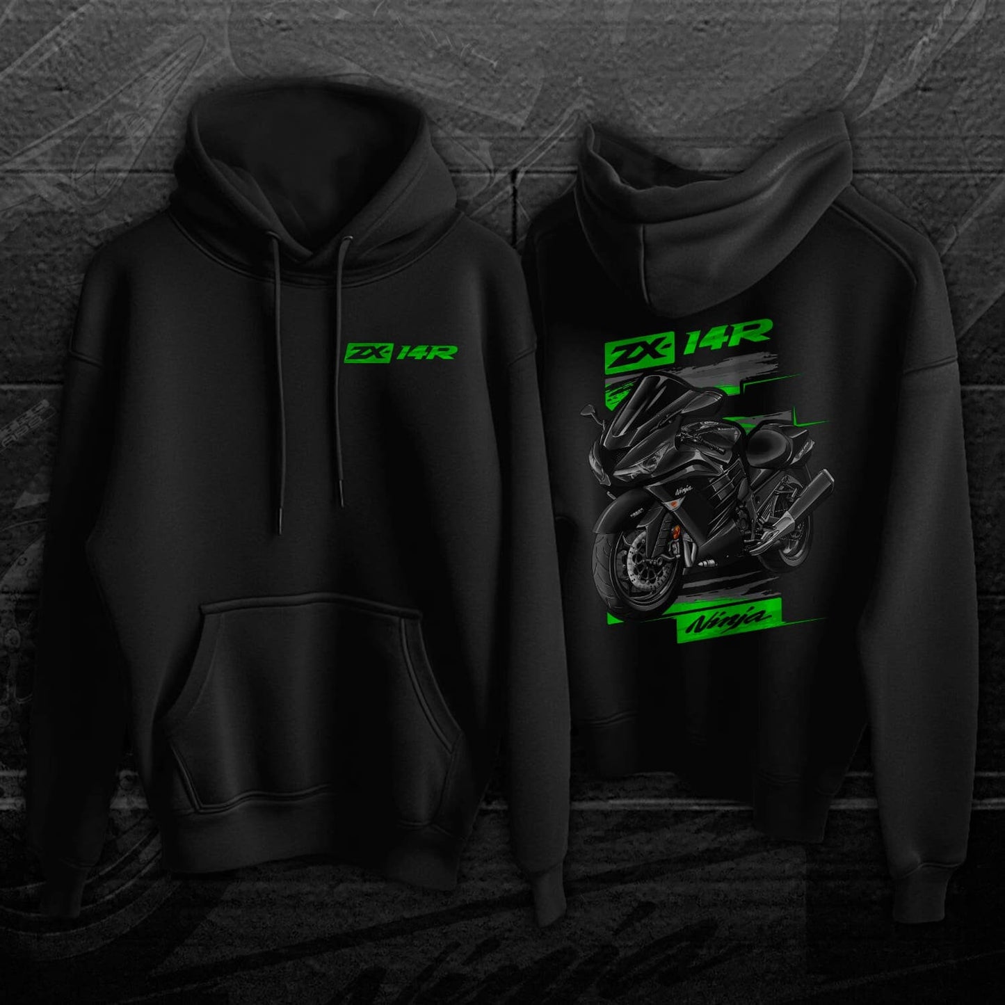 Kawasaki Ninja ZX-14R 2012-13 Hoodie - Motorcycle Sweatshirt for Riders