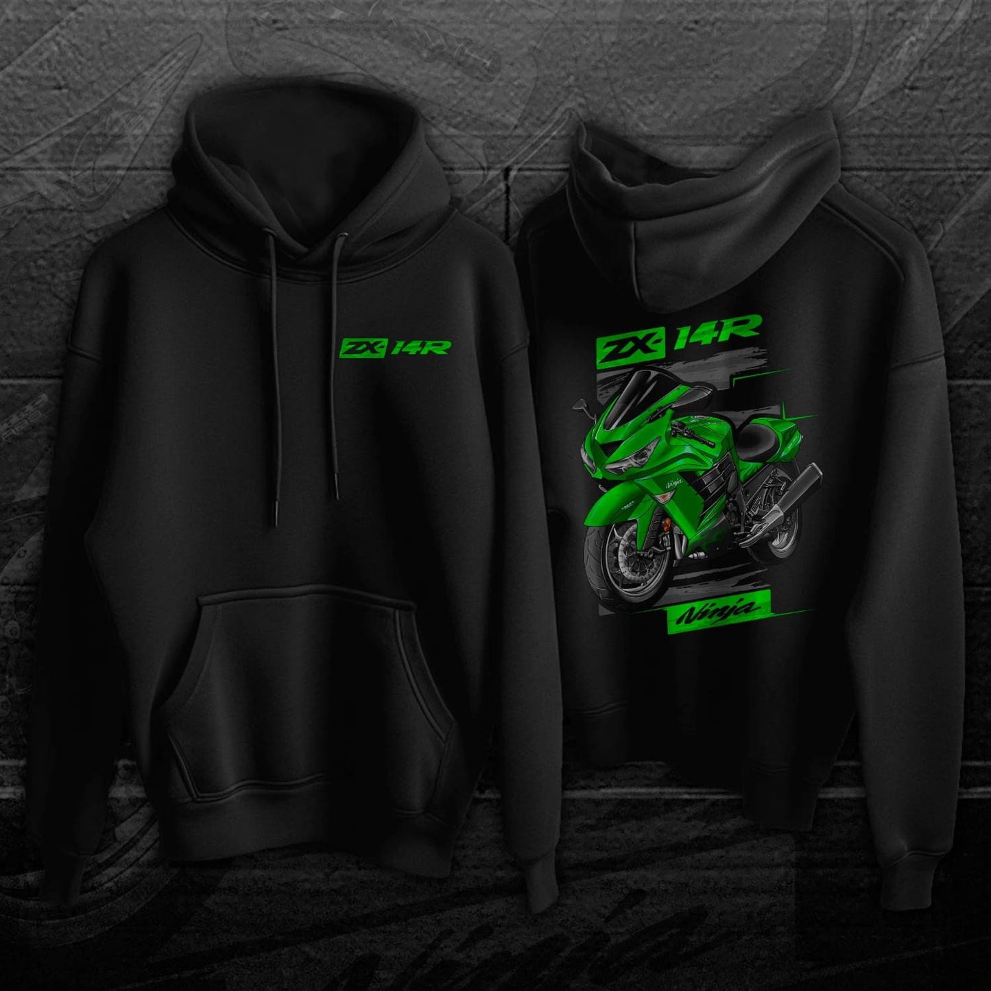 Kawasaki Ninja ZX-14R 2012-13 Hoodie - Motorcycle Sweatshirt for Riders