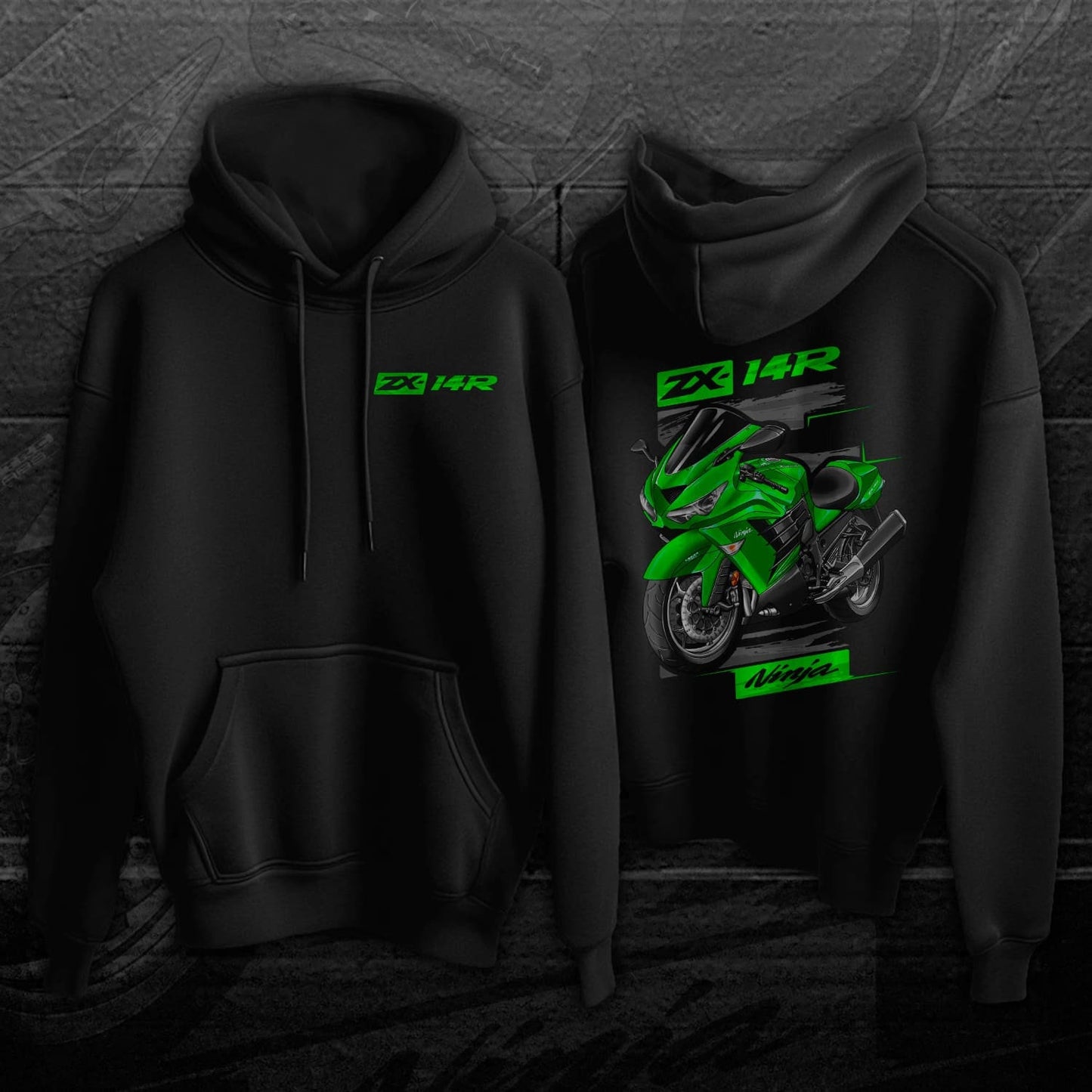 Kawasaki Ninja ZX-14R 2012-13 Hoodie - Motorcycle Sweatshirt for Riders