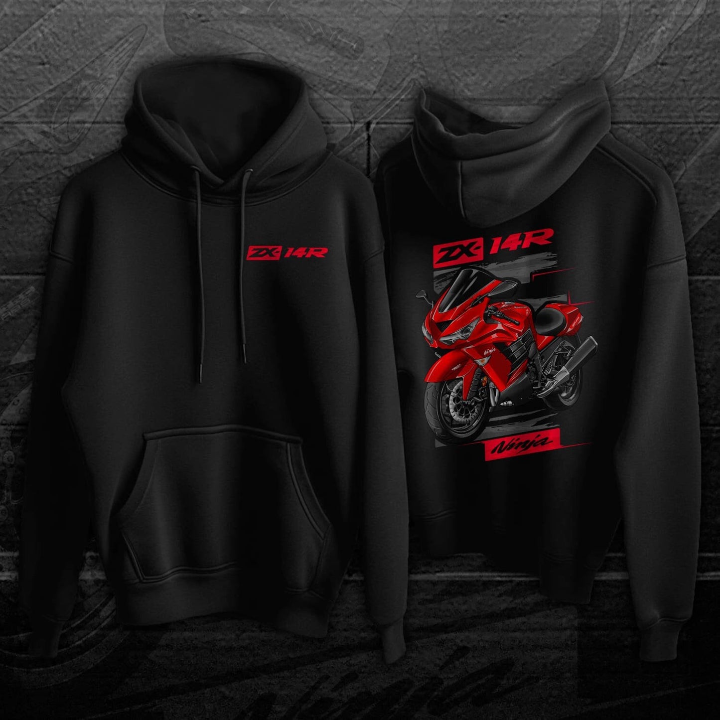 Kawasaki Ninja ZX-14R 2012-13 Hoodie - Motorcycle Sweatshirt for Riders