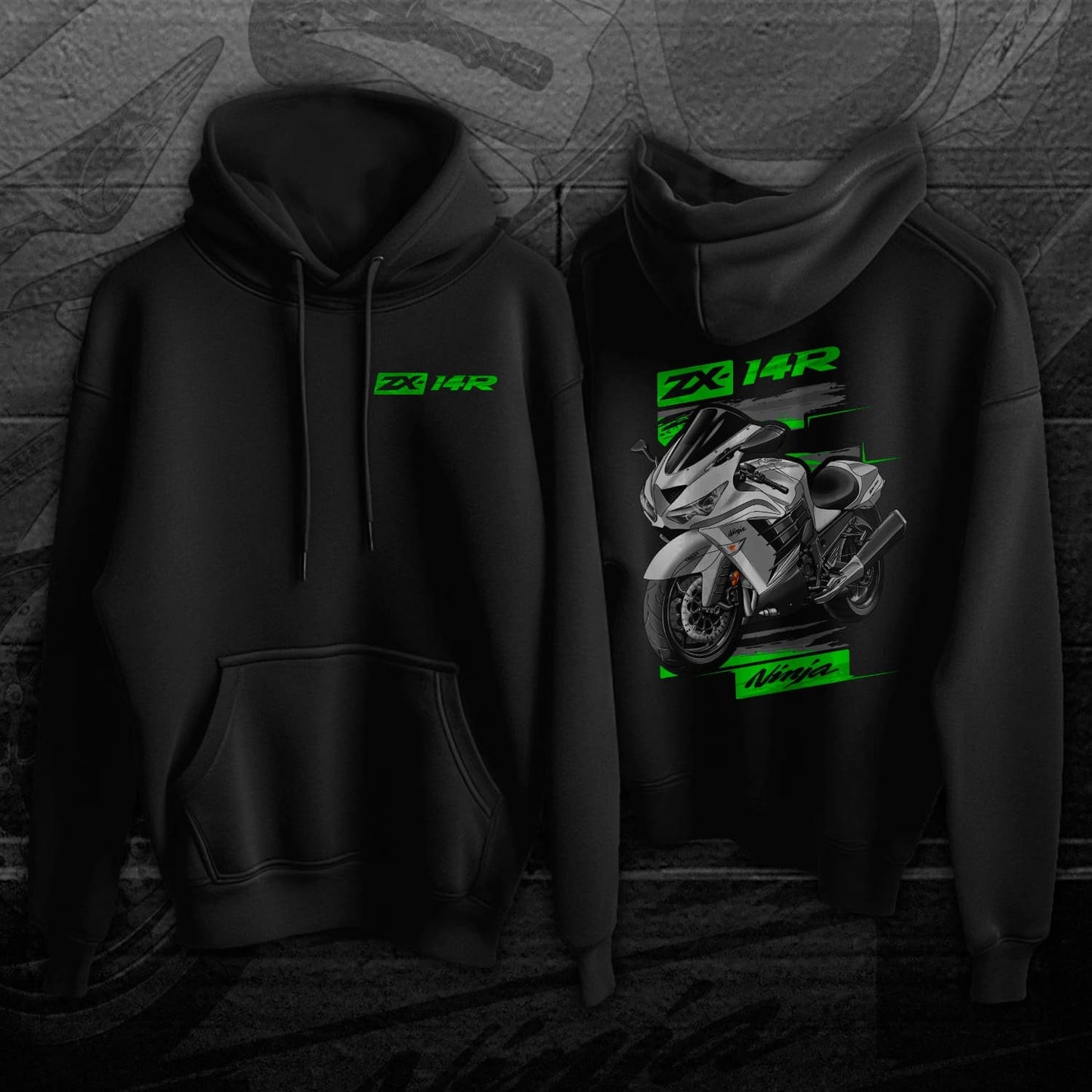 Kawasaki Ninja ZX-14R 2012-13 Hoodie - Motorcycle Sweatshirt for Riders