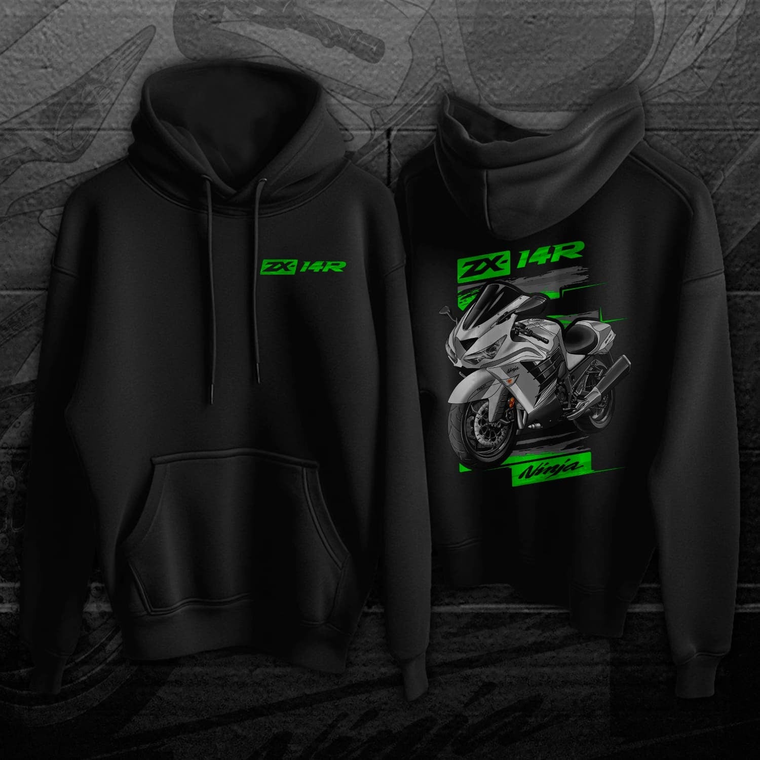 Kawasaki Ninja ZX-14R 2012-13 Hoodie - Motorcycle Sweatshirt for Riders
