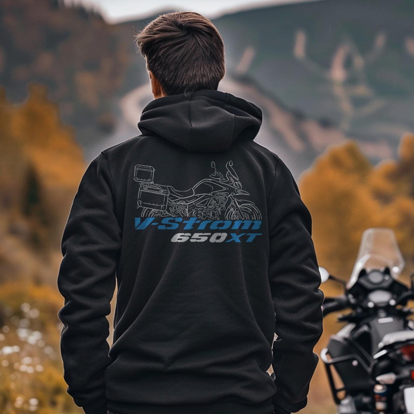 Suzuki V-Storm 650XT Inspired Hoodie - Motorcycle Sweatshirt for ADV Riders