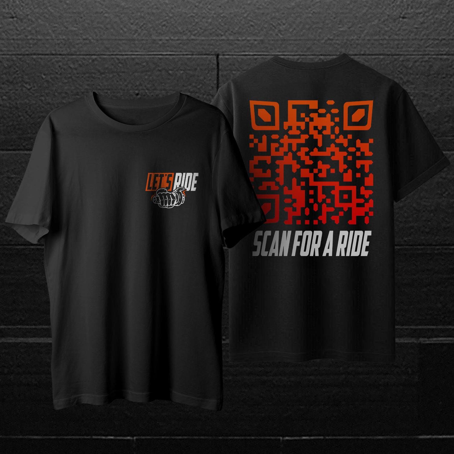 Scan for a Ride Motorcycle T-Shirt with Scannable QR Code - Motorcycle Tee Shirt for Riders