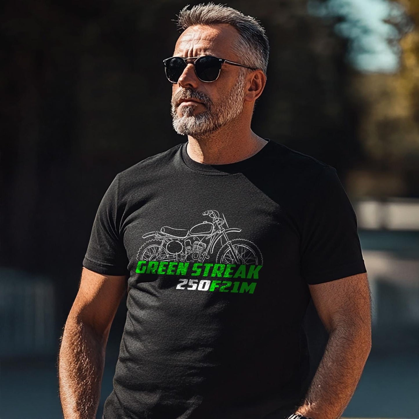 Kawasaki 250 F21M Green Streak 1968 - 1970 Inspired T-Shirt - Motorcycle Tee Shirt for Riders