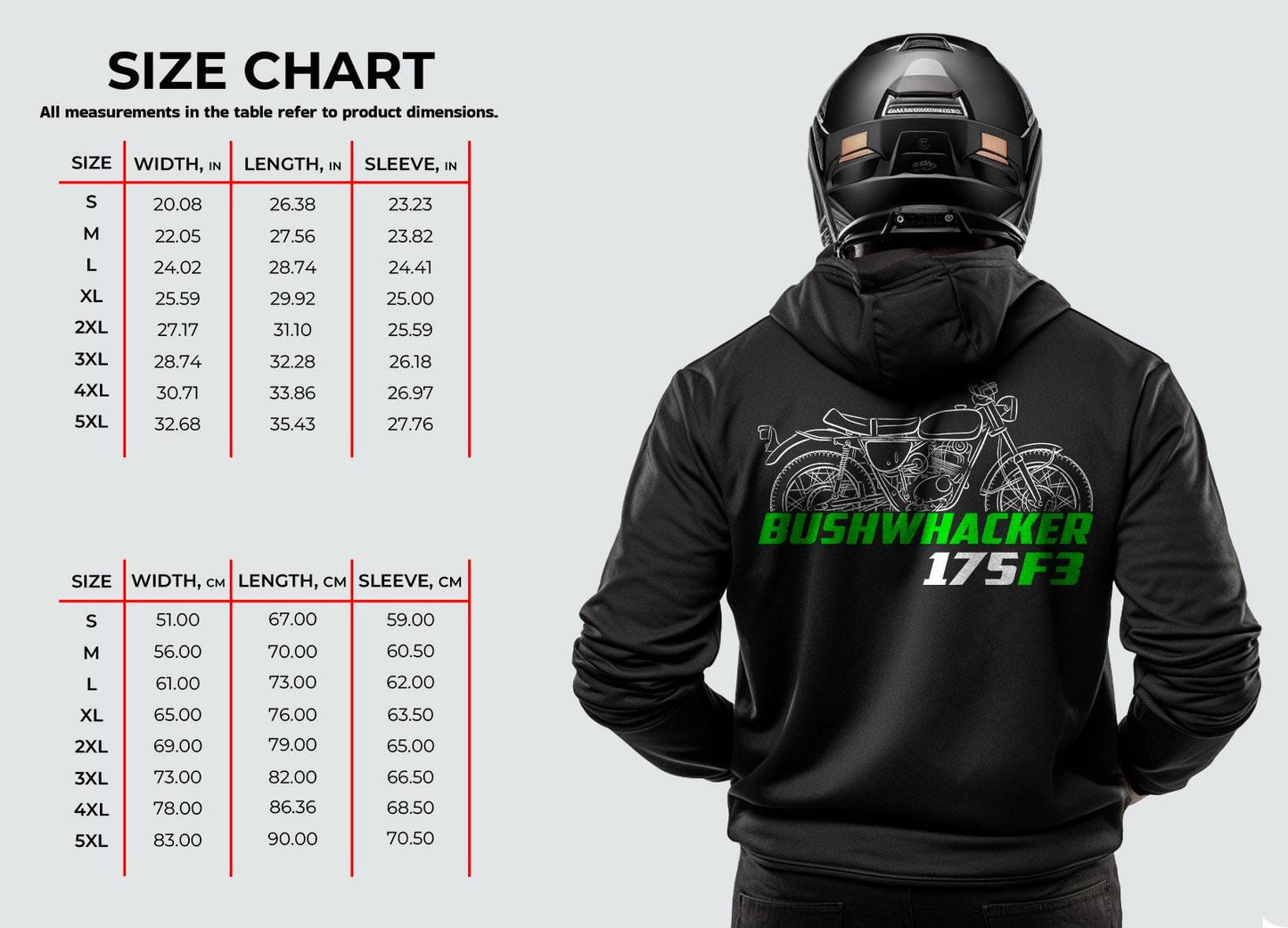Kawasaki 175 F3 Bushwhacker 1968 - 1970 Inspired Hoodie - Motorcycle Sweatshirt for Riders