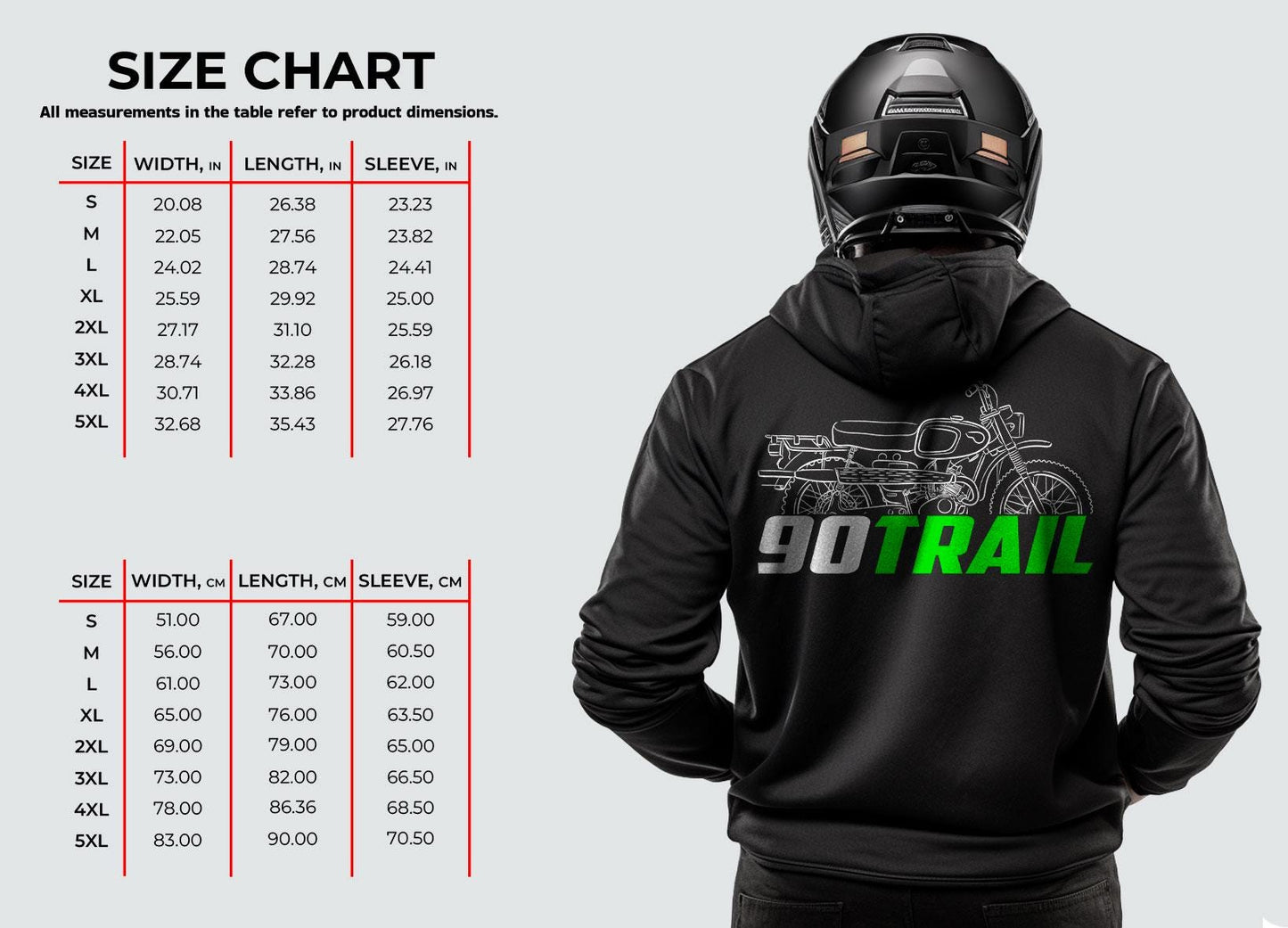 Kawasaki 90 Trail G1TRL 1967 - 1969 Inspired Hoodie - Motorcycle Sweatshirt for Riders