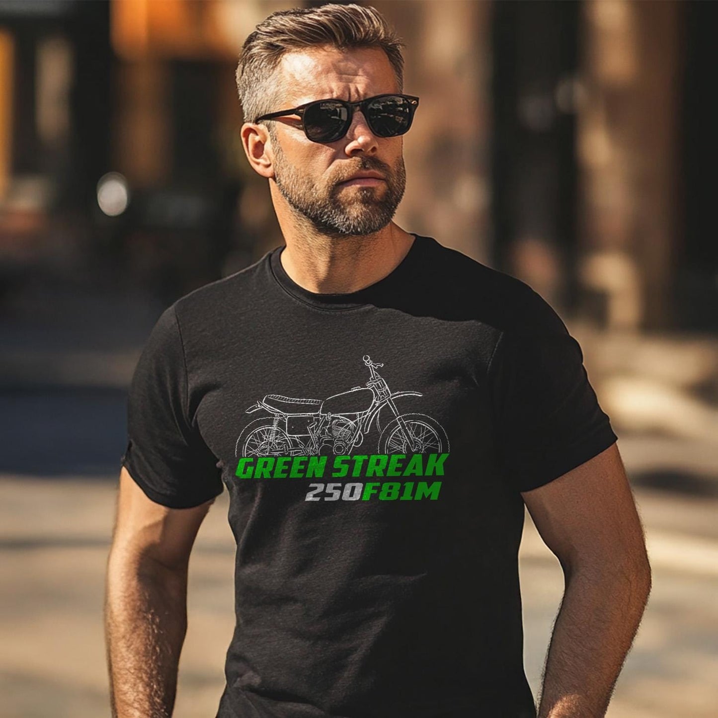 Kawasaki 250 F81M Green Streak 1971 Inspired T-Shirt - Motorcycle Tee Shirt for Riders