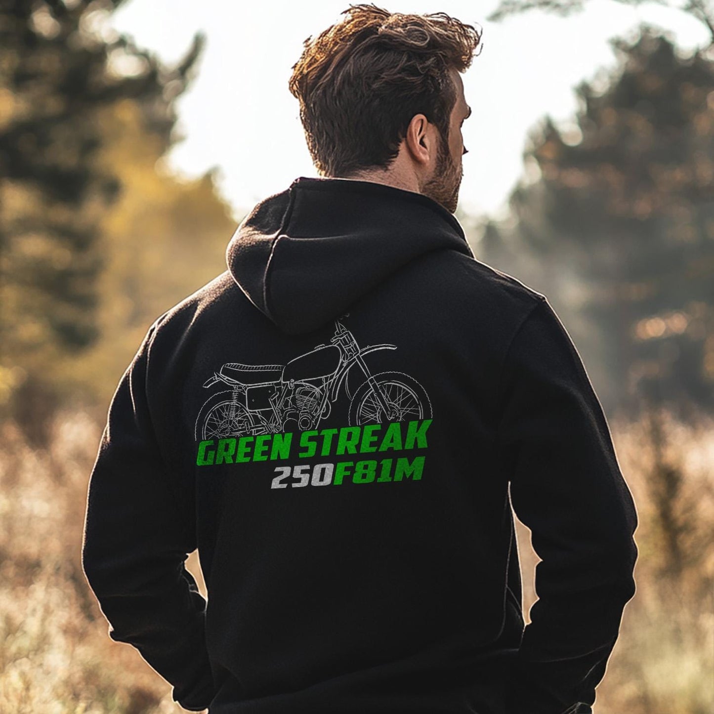 Kawasaki 250 F81M Green Streak 1971 Inspired Hoodie - Motorcycle Sweatshirt for Riders