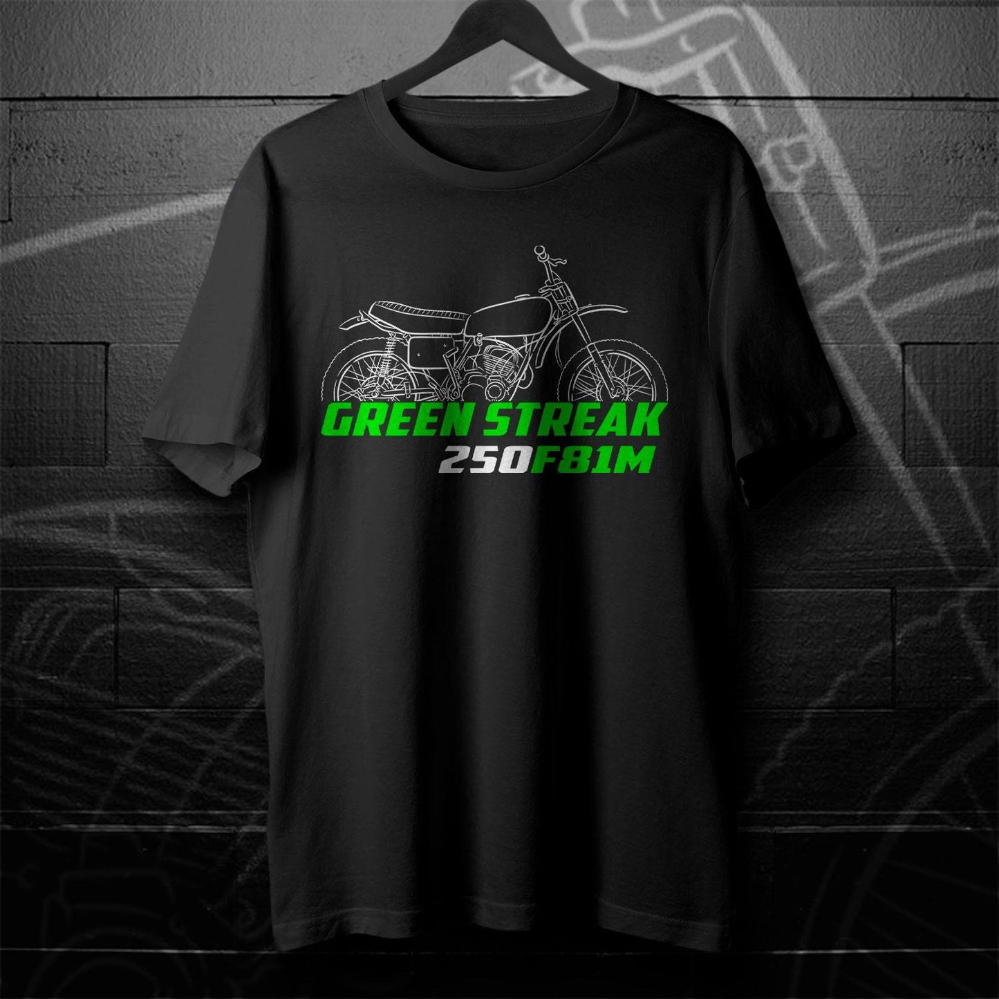 Kawasaki 250 F81M Green Streak 1971 Inspired T-Shirt - Motorcycle Tee Shirt for Riders