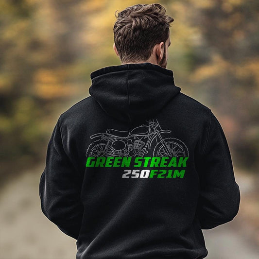 Kawasaki 250 F21M Green Streak 1968 - 1970 Inspired Hoodie - Motorcycle Sweatshirt for Riders