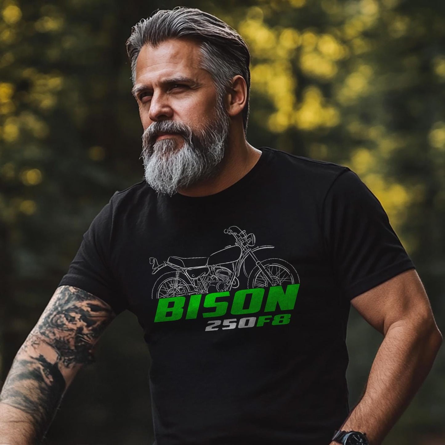 Kawasaki 250 F8 Bison 1971 - 1972 Inspired T-Shirt - Motorcycle Tee Shirt for Riders