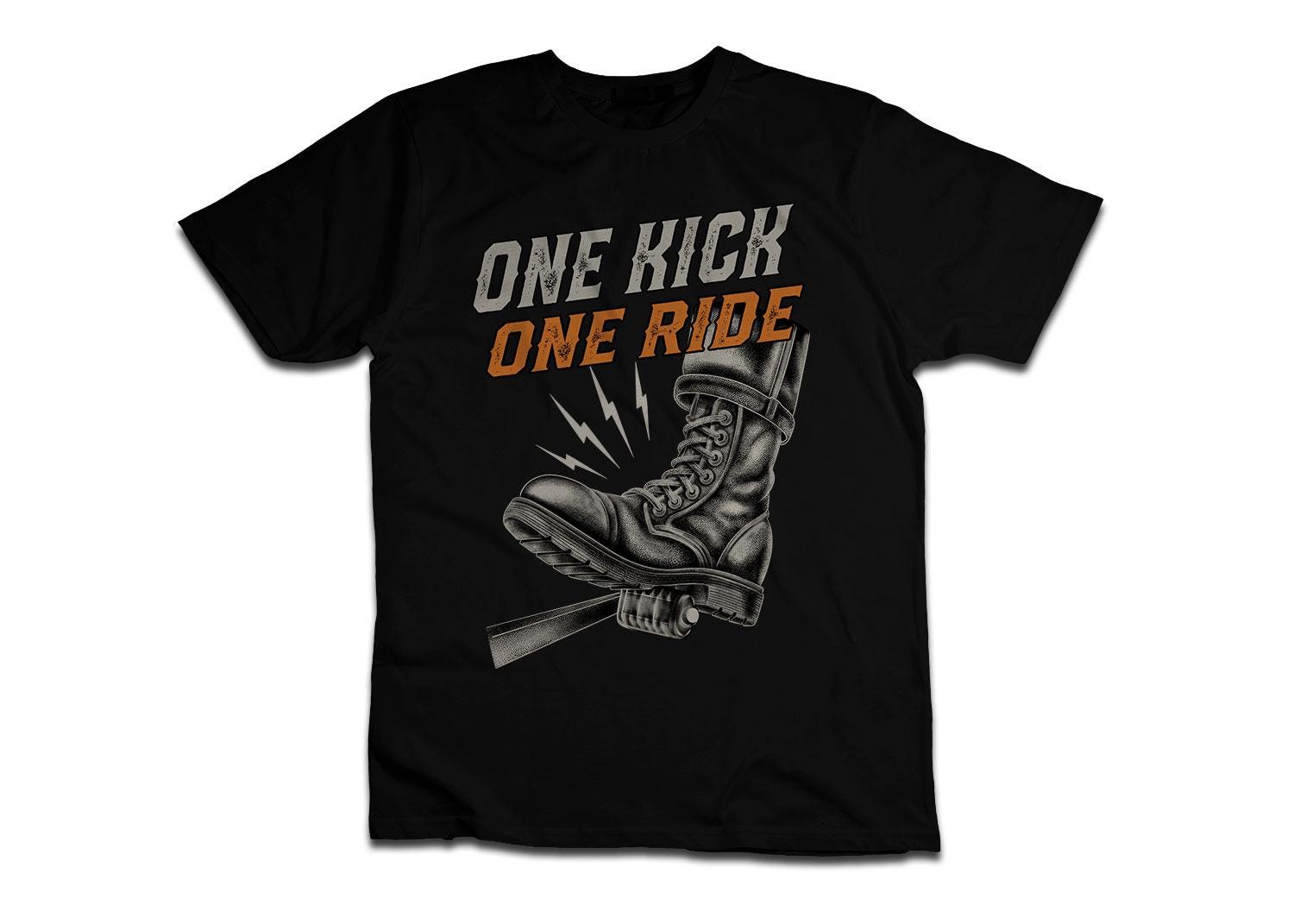 One Kick One Ride Biker Motorcycle T-Shirt - Biker Motorcycle Tee Shirt for Riders
