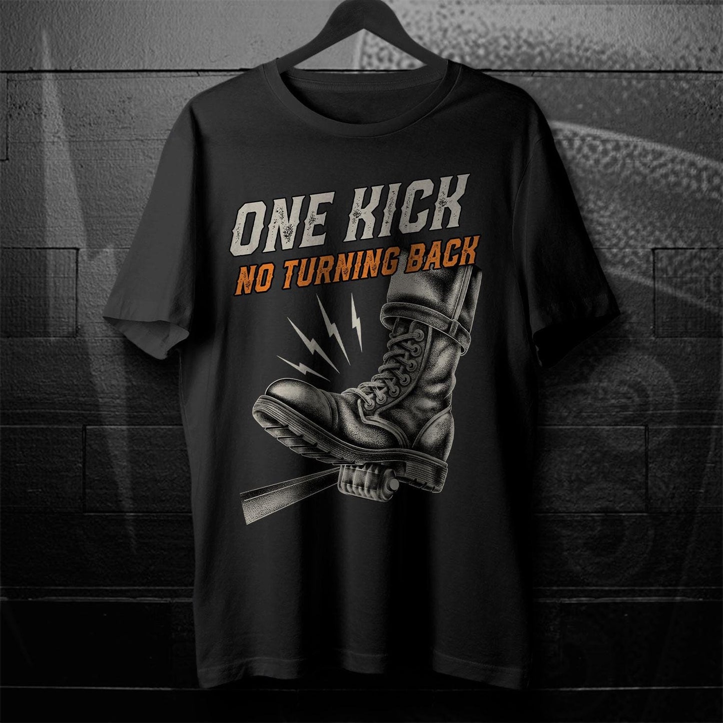 One Kick No Turning Back Motorcycle T-Shirt - Biker Motorcycle Tee Shirt for Riders