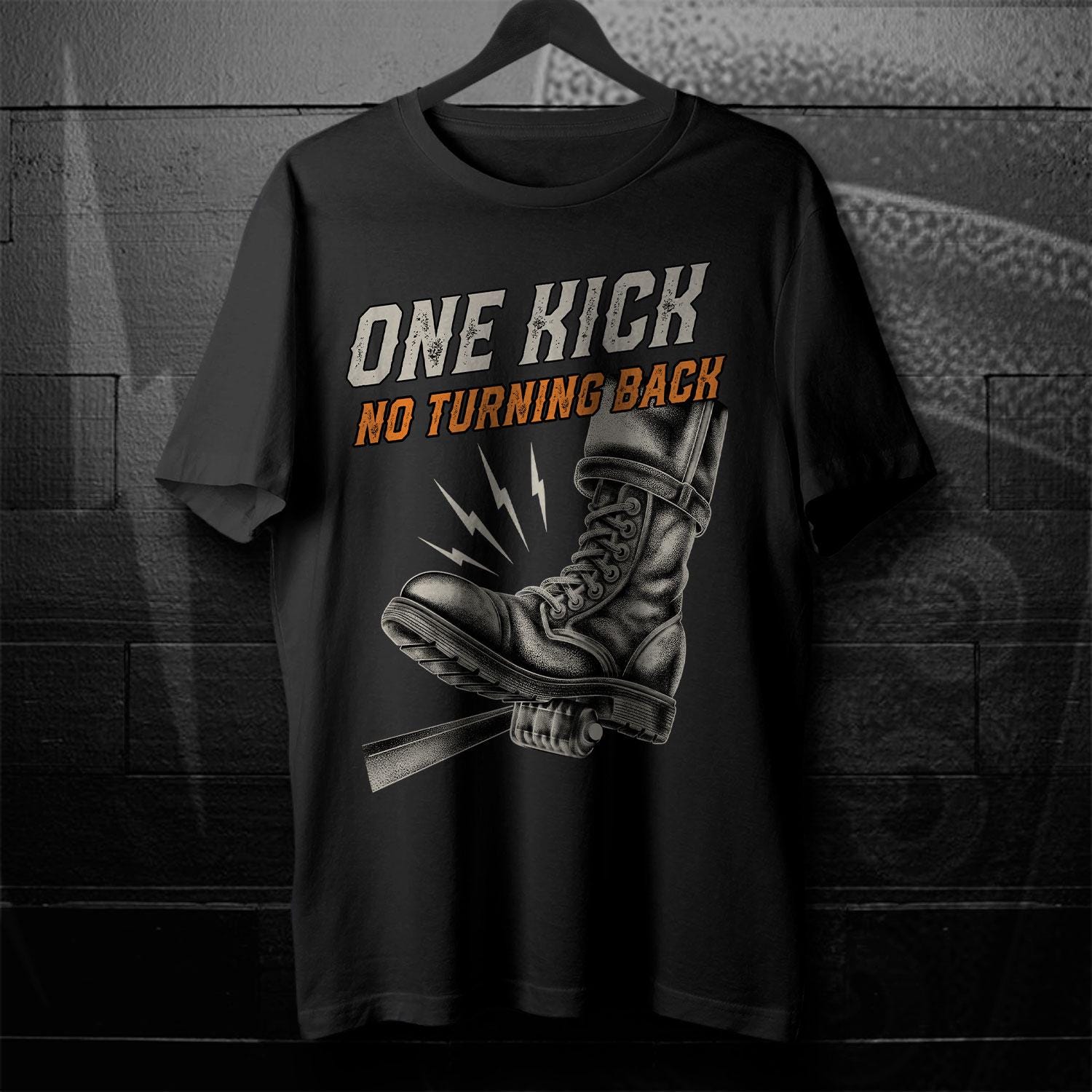 One Kick No Turning Back Motorcycle T-Shirt - Biker Motorcycle Tee Shirt for Riders