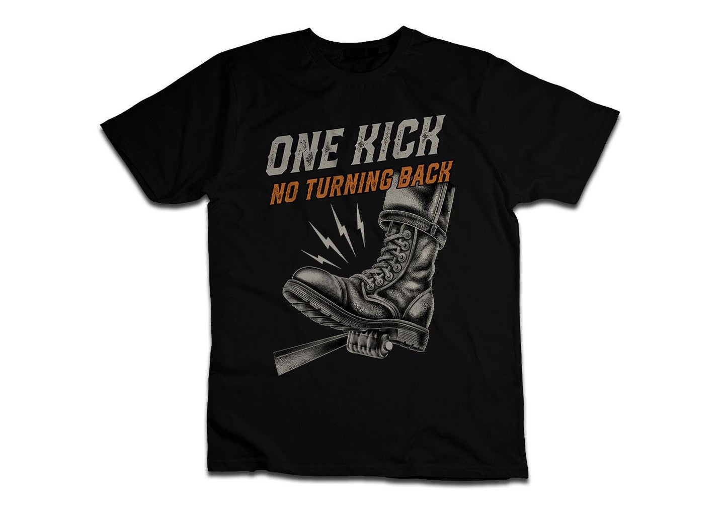 One Kick No Turning Back Motorcycle T-Shirt - Biker Motorcycle Tee Shirt for Riders