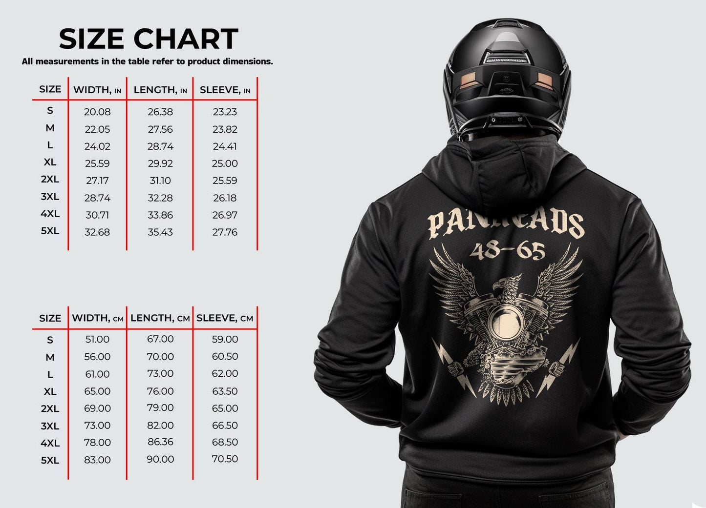 Panheads 48-65 Biker Motorcycle Hoodie - Biker Sweatshirt for Harley & Chopper Riders