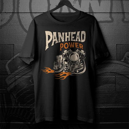 Panhead Power Biker Motorcycle T-Shirt - Biker Tee Shirt for Harley & Chopper Riders