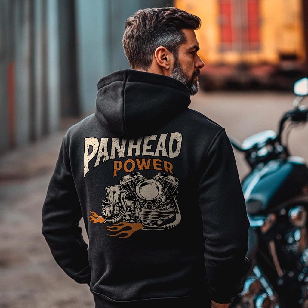 Panhead Power Motorcycle Hoodie - Biker Sweatshirt for Harley & Chopper Riders