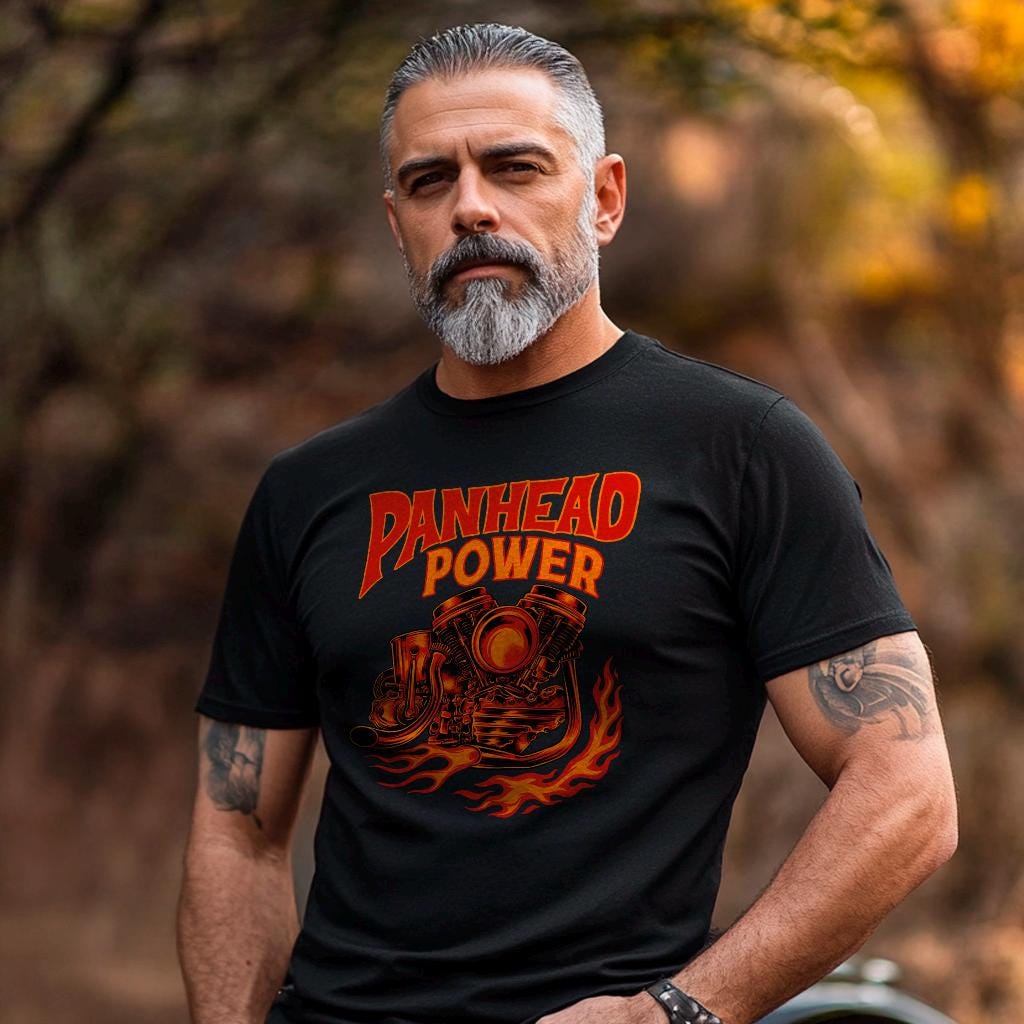 Panhead Power Biker Motorcycle T-Shirt - Biker Tee Shirt for Harley & Chopper Riders