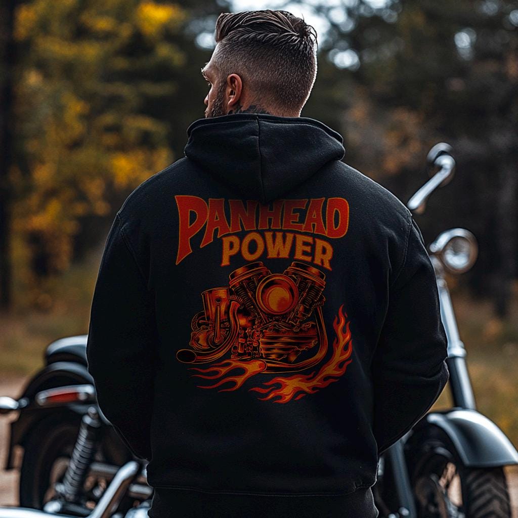 Panhead Power Motorcycle Hoodie - Biker Sweatshirt for Harley & Chopper Riders