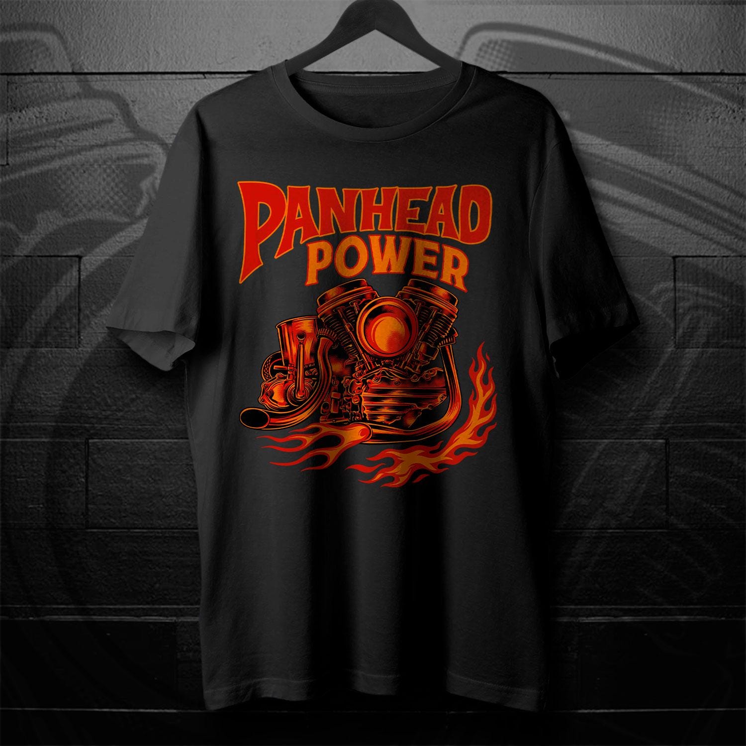 Panhead Power Biker Motorcycle T-Shirt - Biker Tee Shirt for Harley & Chopper Riders