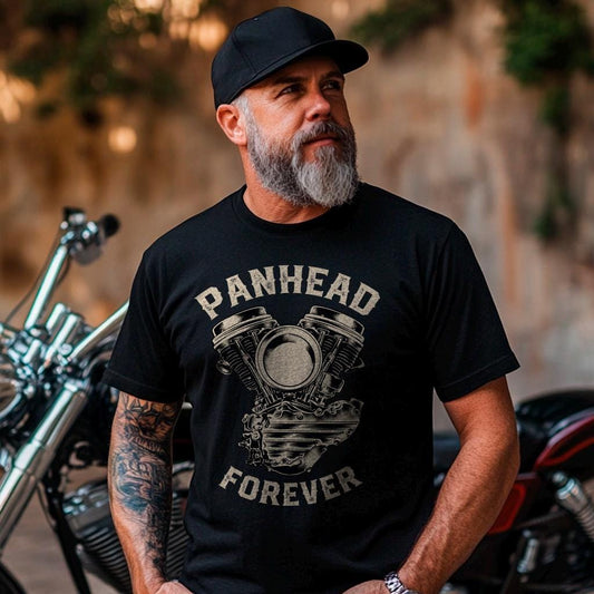 Panhead Forever Motorcycle T-Shirt - Biker Tee Shirt for Harley & Chopper Riders