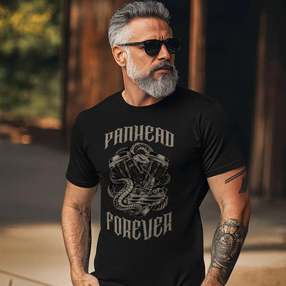 Panhead Forever Snake Motorcycle T-Shirt - Biker Tee Shirt for Harley & Chopper Riders