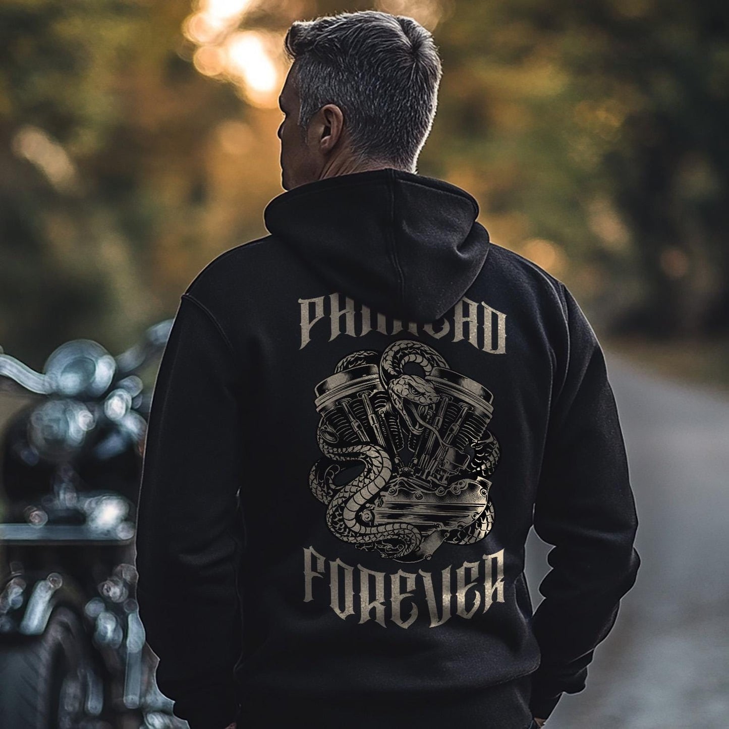 Panhead Forever Snake Motorcycle Hoodie - Biker Sweatshirt for Harley & Chopper Riders