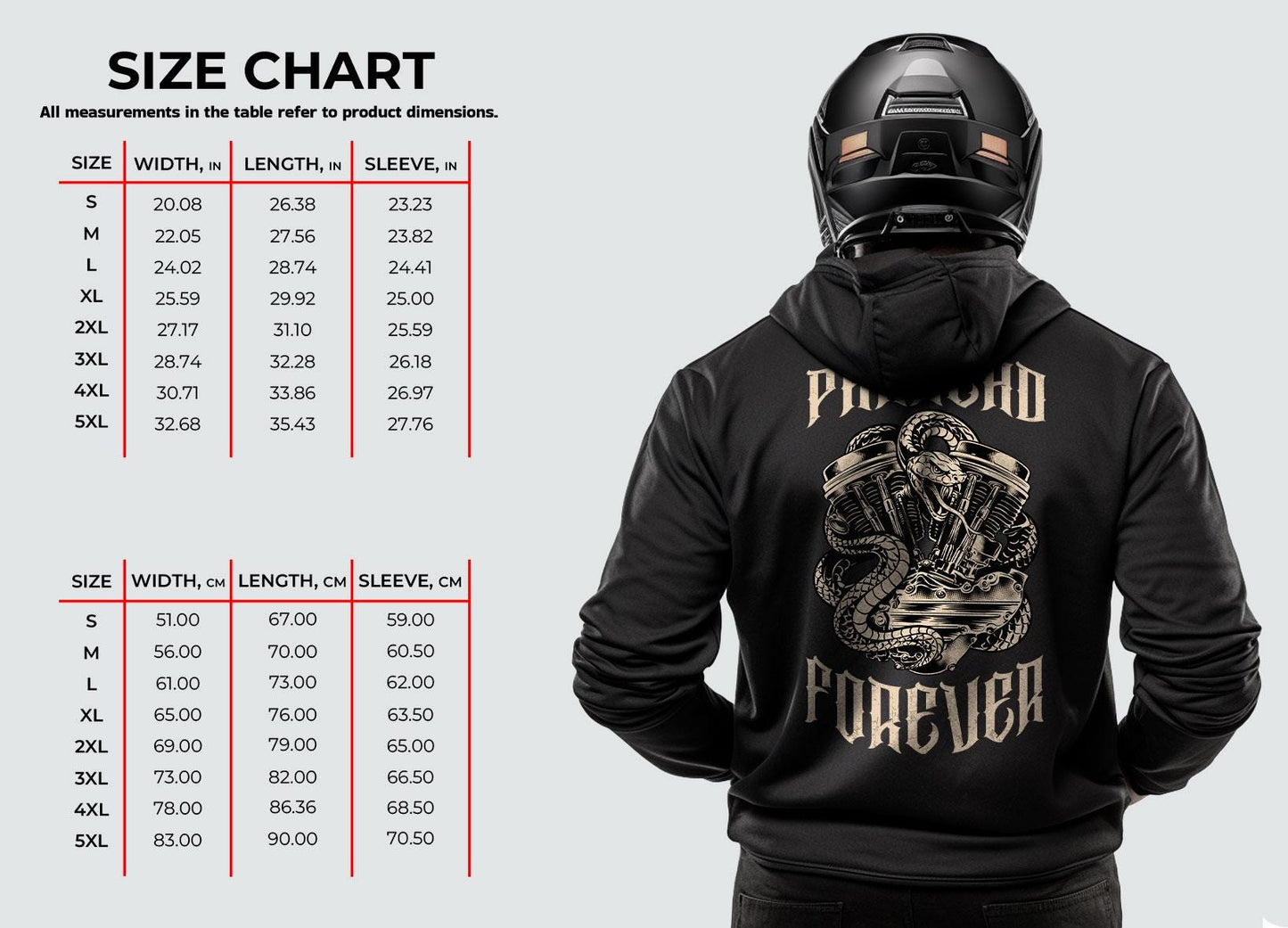 Panhead Forever Snake Motorcycle Hoodie - Biker Sweatshirt for Harley & Chopper Riders