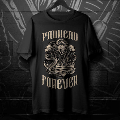 Panhead Forever Snake Motorcycle T-Shirt - Biker Tee Shirt for Harley & Chopper Riders