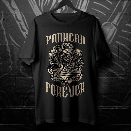 Panhead Forever Snake Motorcycle T-Shirt - Biker Tee Shirt for Harley & Chopper Riders