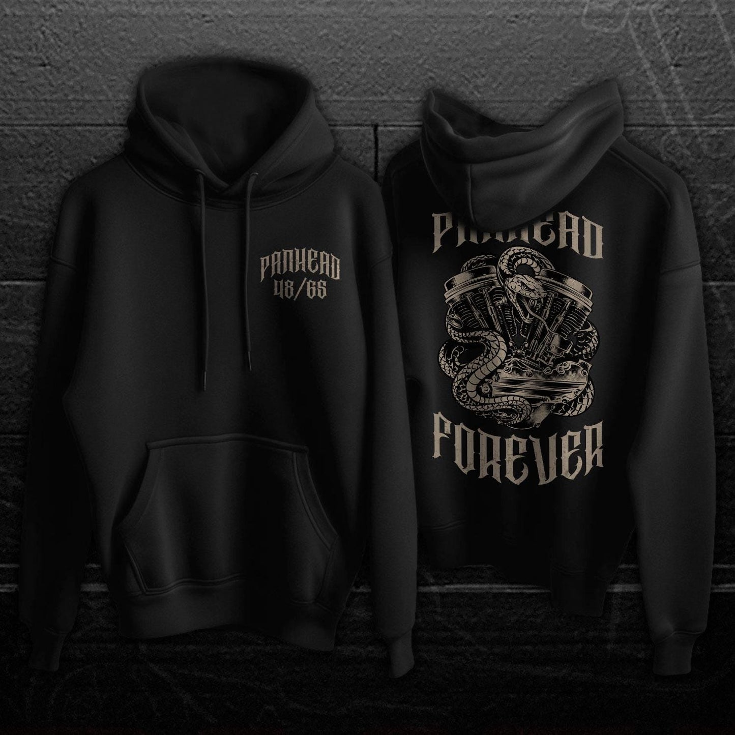 Panhead Forever Snake Motorcycle Hoodie - Biker Sweatshirt for Harley & Chopper Riders