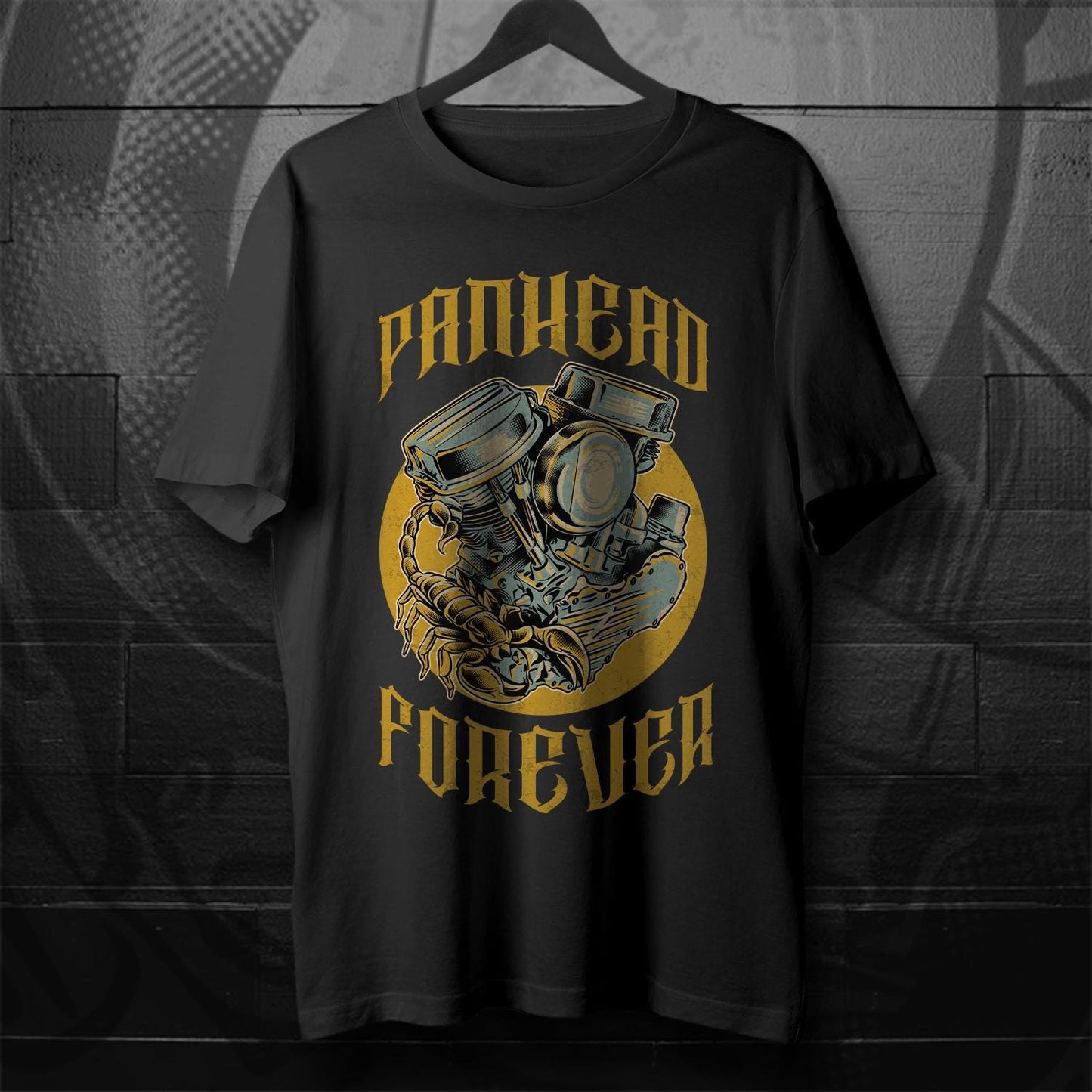 Panhead Forever Scorpion Motorcycle T-Shirt - Biker Tee Shirt for Harley & Chopper Riders
