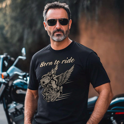 Born To Ride Panhead Motorcycle T-Shirt - Motorcycle Tee Shirt for Harley & Chopper Riders