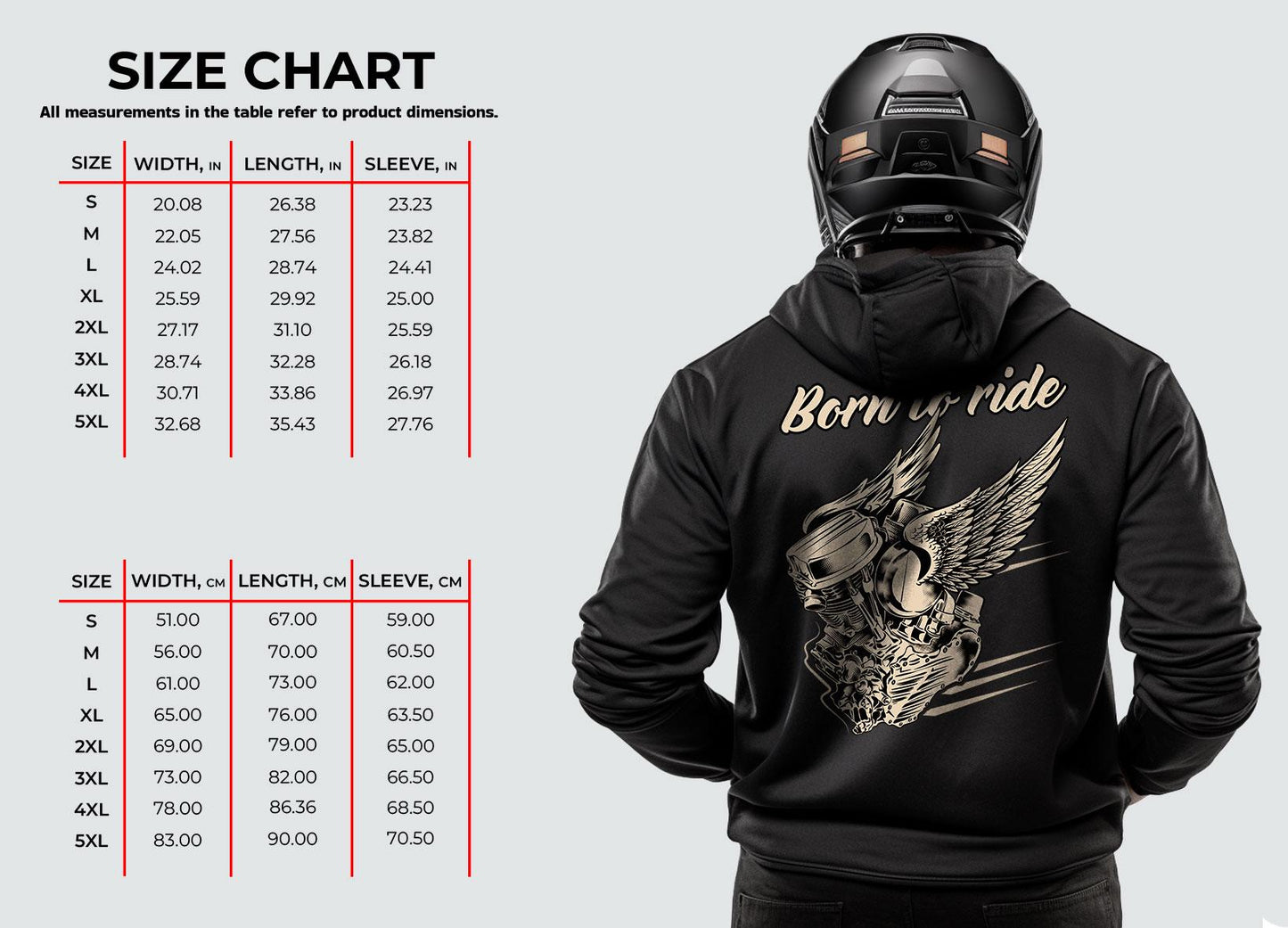 Born To Ride Panhead Motorcycle Hoodie - Biker Sweatshirt for Harley & Chopper Riders