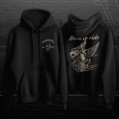 Born To Ride Panhead Motorcycle Hoodie - Biker Sweatshirt for Harley & Chopper Riders