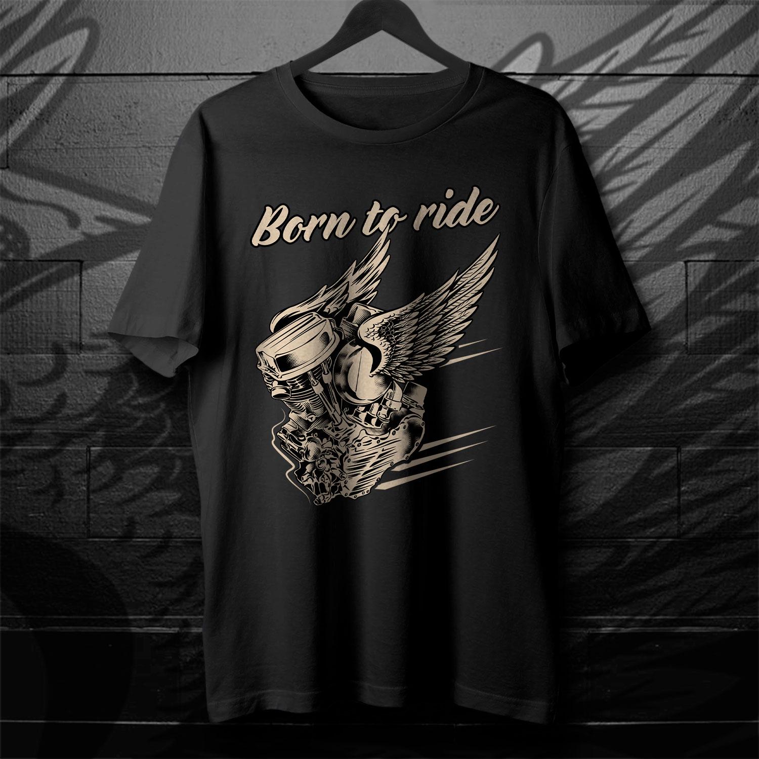 Born To Ride Panhead Motorcycle T-Shirt - Motorcycle Tee Shirt for Harley & Chopper Riders