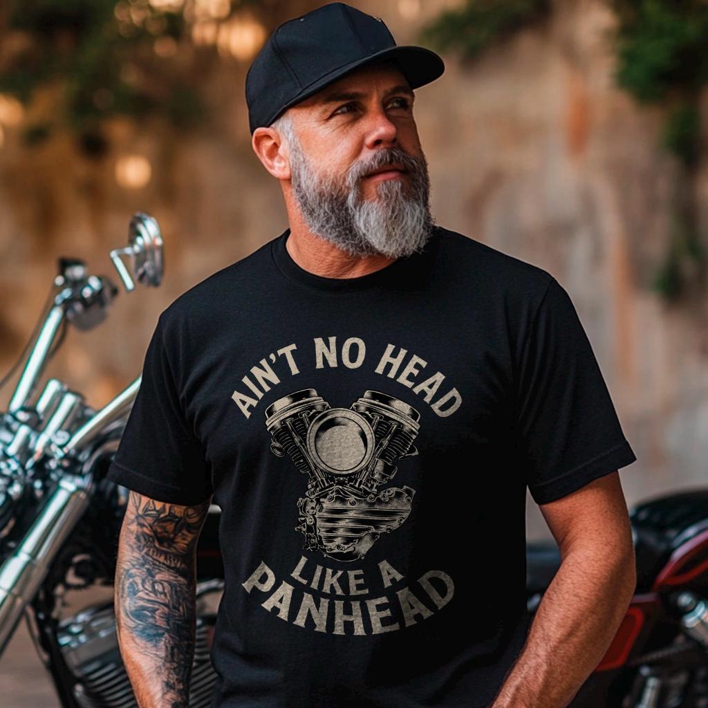 Ain't No Head Like a Panhead Motorcycle T-Shirt  - Motorcycle Tee Shirt for Harley & Chopper Riders