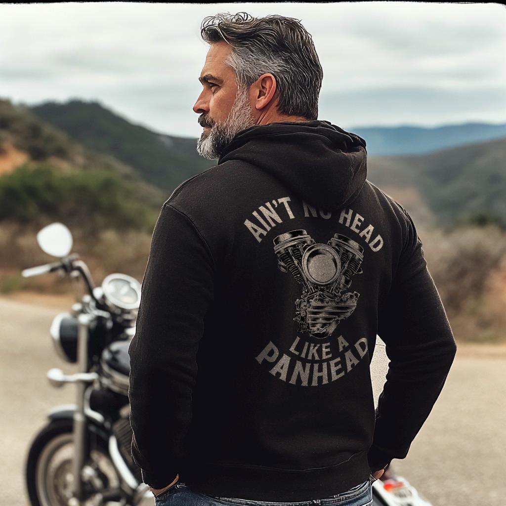 Ain't No Head Like a Panhead Motorcycle Hoodie - Biker Sweatshirt for Harley & Chopper Riders