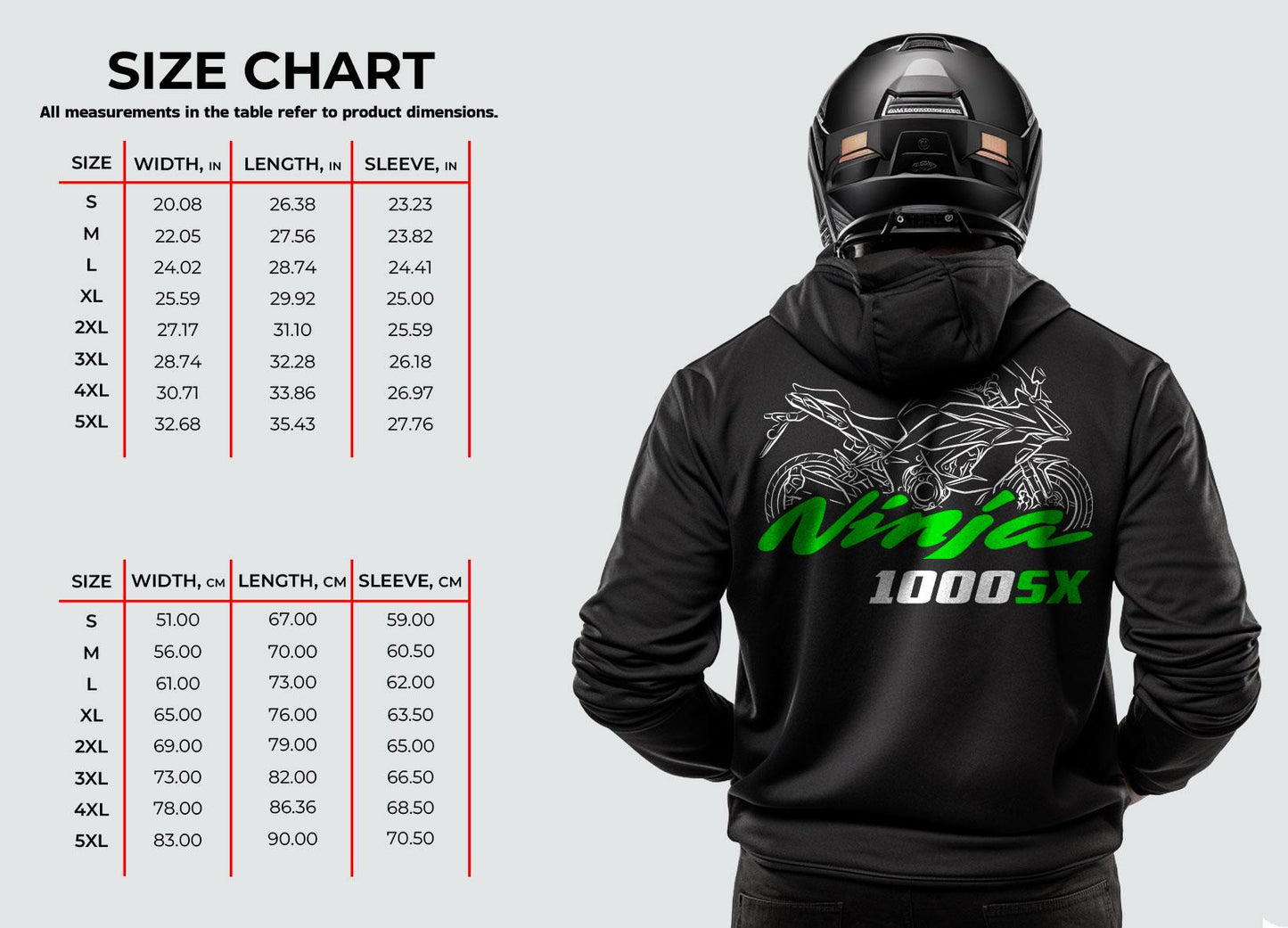 Kawasaki Ninja 1000SX Inspired Hoodie - Motorcycle Sweatshirt for Riders