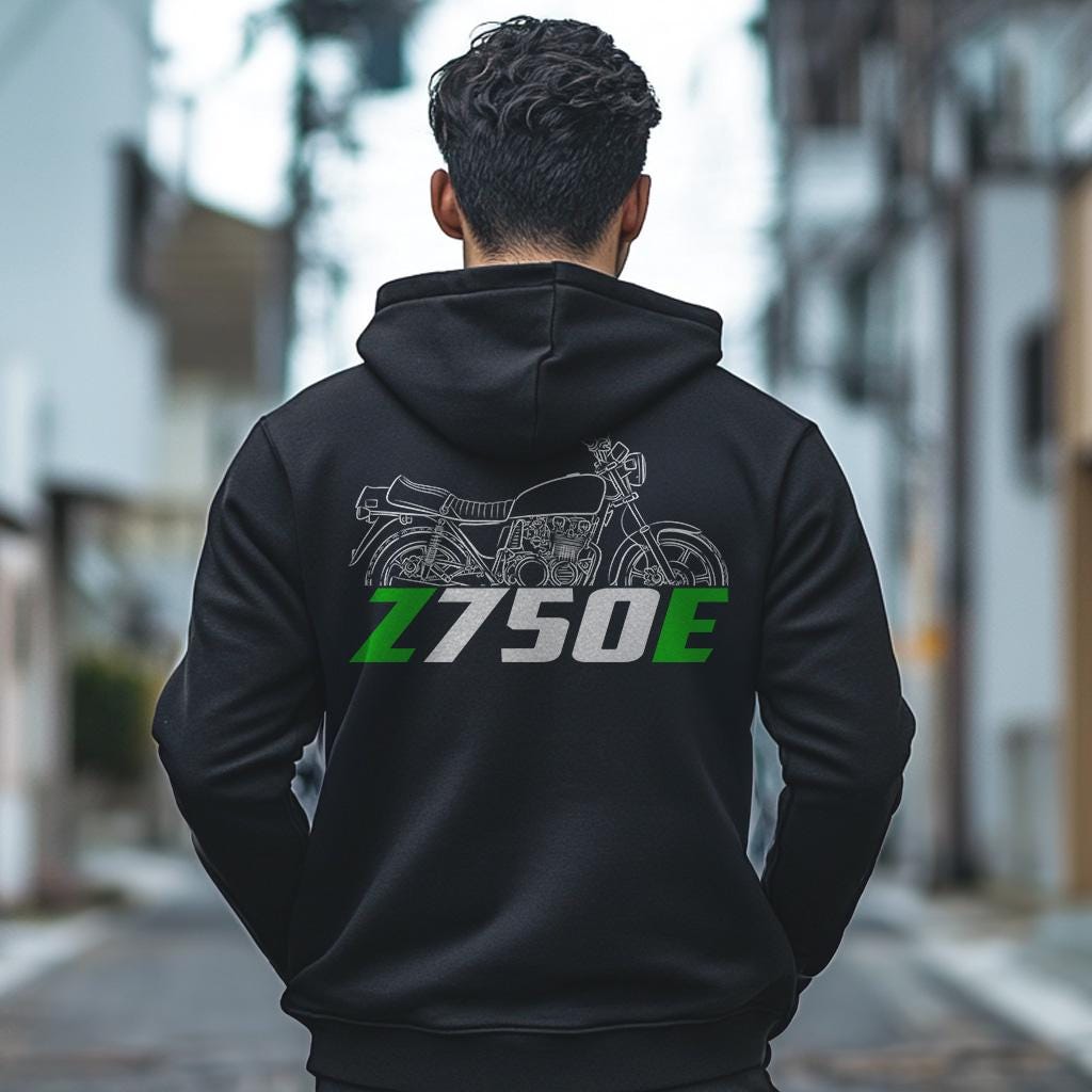 Kawasaki Z750E Inspired Hoodie - Motorcycle Sweatshirt for Riders